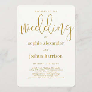 Graceful Script Wedding Ceremony Program Gold