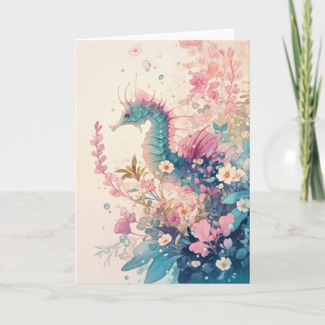 Graceful Seahorse in a Sea of Colours Card (Front)
