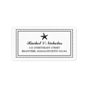 Graceful Starfish Black   Mailing Address Label