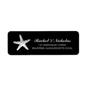 Graceful Starfish Black   Return Address Label