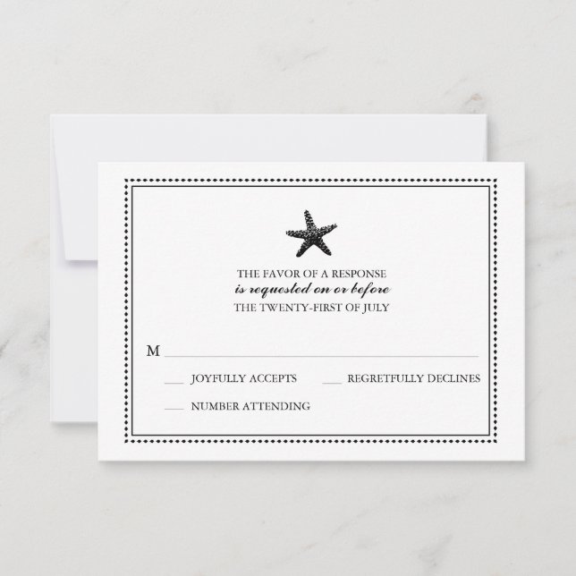 Graceful Starfish Black | Wedding RSVP (Front)
