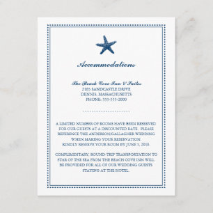 Graceful Starfish Blue   Wedding Accommodations Enclosure Card