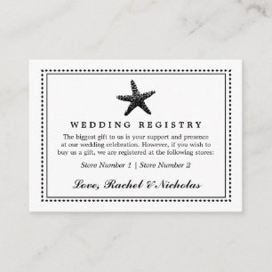 Graceful Starfish Classic Black   Gift Registry Enclosure Card