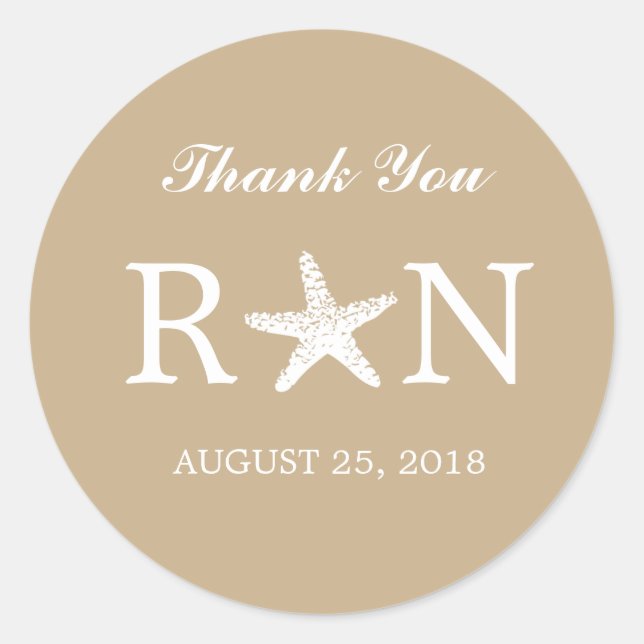 Graceful Starfish | Wedding Classic Round Sticker (Front)