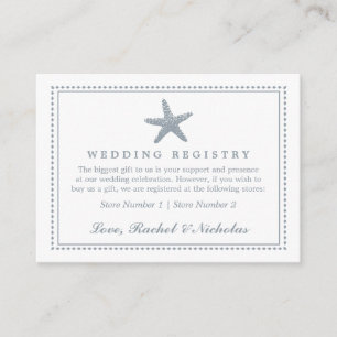 Graceful Starfish   Wedding Gift Registry Enclosure Card