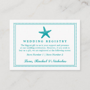 Graceful Starfish   Wedding Gift Registry Enclosure Card