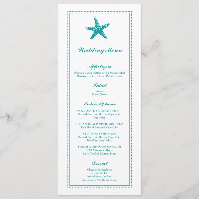 Graceful Starfish | Wedding Menu (Front)
