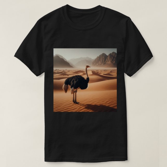 Graceful Stride - Ostrich Elegance T-Shirt (Design Front)
