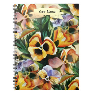 Graceful Stylish Gorgeous Pansies Personalise Notebook