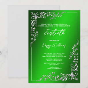 Graceful Stylish Silver Decoration Birthday Party Invitation