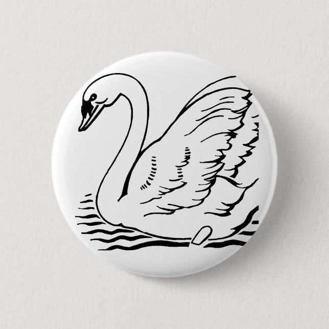 Graceful Swan 6 Cm Round Badge (Front)