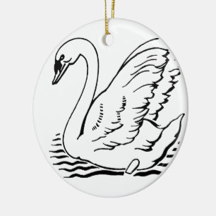 Graceful Swan Ceramic Ornament