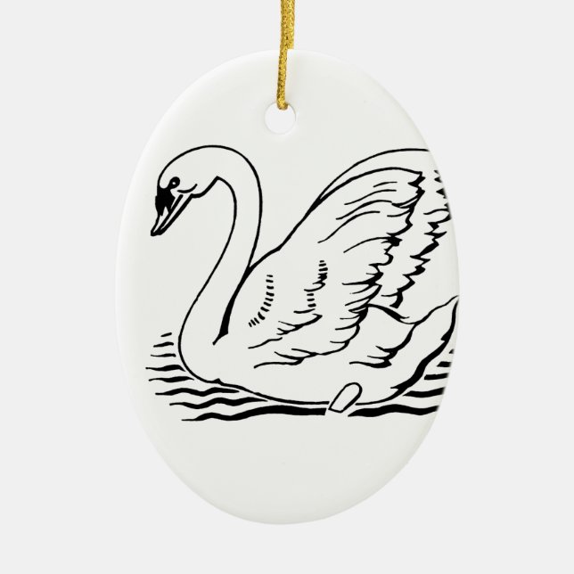 Graceful Swan Ceramic Tree Decoration (Front)