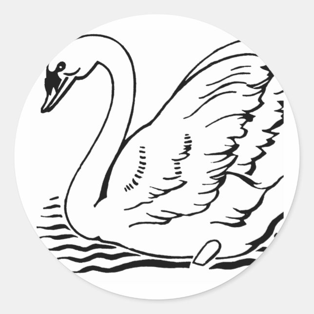 Graceful Swan Classic Round Sticker (Front)