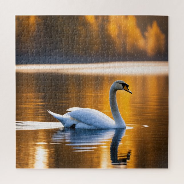 Graceful Swan on a Lake Jigsaw Puzzle (Vertical)