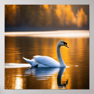 Graceful Swan on a Lake Poster