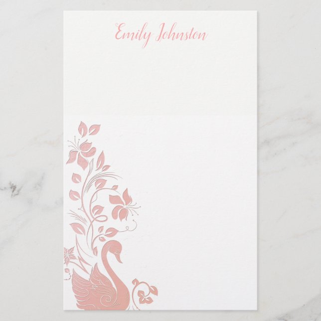 Graceful Swan Personalised Stationery (Front)