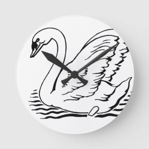 Graceful Swan Round Clock