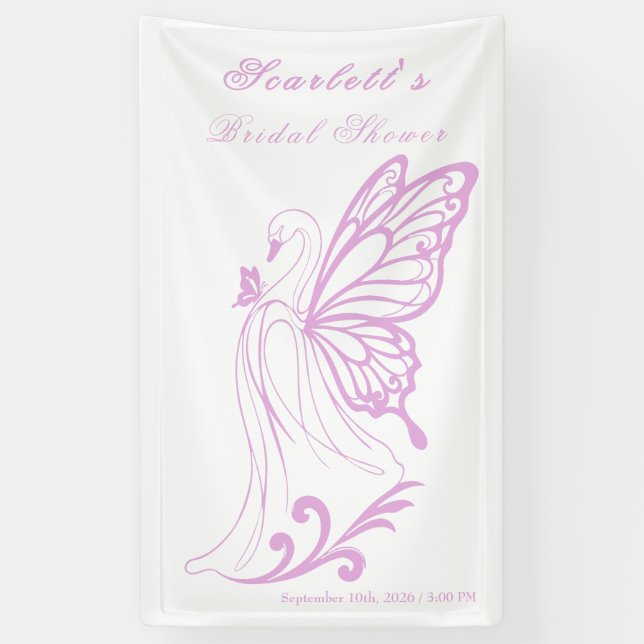 Graceful swan with butterfly wings banner (Vertical)
