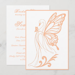 Graceful swan with butterfly wings Peach Fuzz Invitation