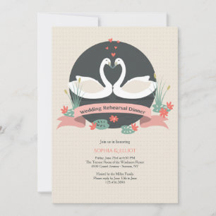 Graceful Swans Wedding Rehearsal Dinner Invitation