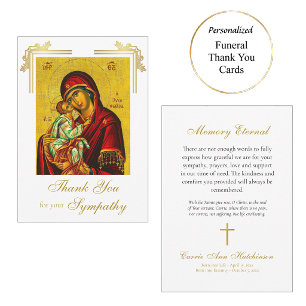 Graceful Theotokos Christ Child Orthodox Funeral Thank You Card