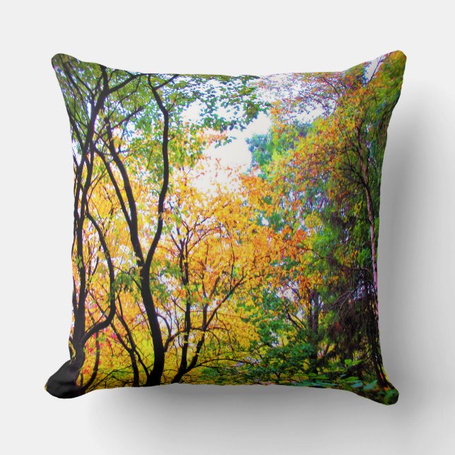 Graceful Trees Colourful Leaves Scenic Nature Cushion (Front)