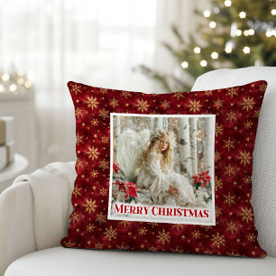 Graceful Victorian Angel Red and Gold Gift Pillow