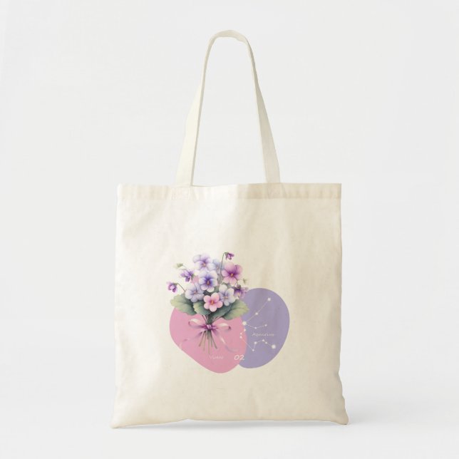 Graceful Violet  Aquarius Constellation Romantic Tote Bag (Front)