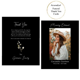 Graceful White Flowers Photo Orthodox Memorial Thank You Card