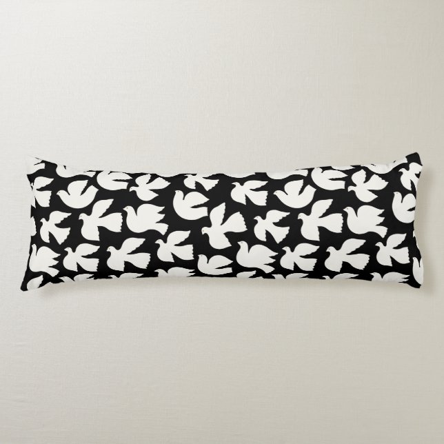 Graceful white flying doves graphic pattern   body cushion (Front)