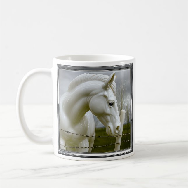 Graceful White Horse Coffee Mug (Left)
