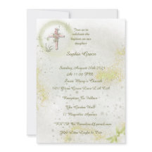 Graceful with Soft green baptism invitation 