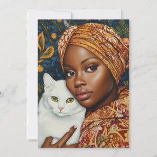 Graceful Woman with Cat Invitation