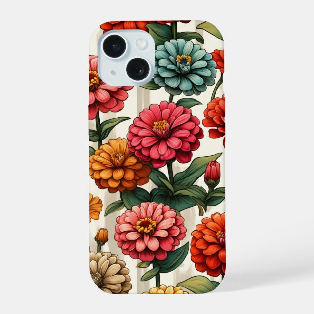 Graceful Zinnia Flower iPhone 15 Case (Back)
