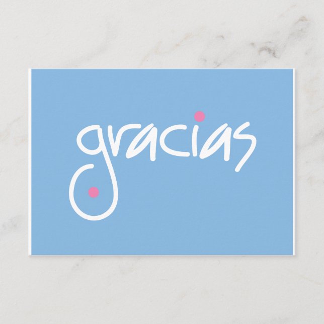 Gracias blue and white lettering gift enclosure card (Front)