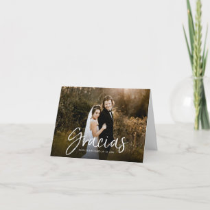 Gracias Chic Script Wedding Thank You Photo Card