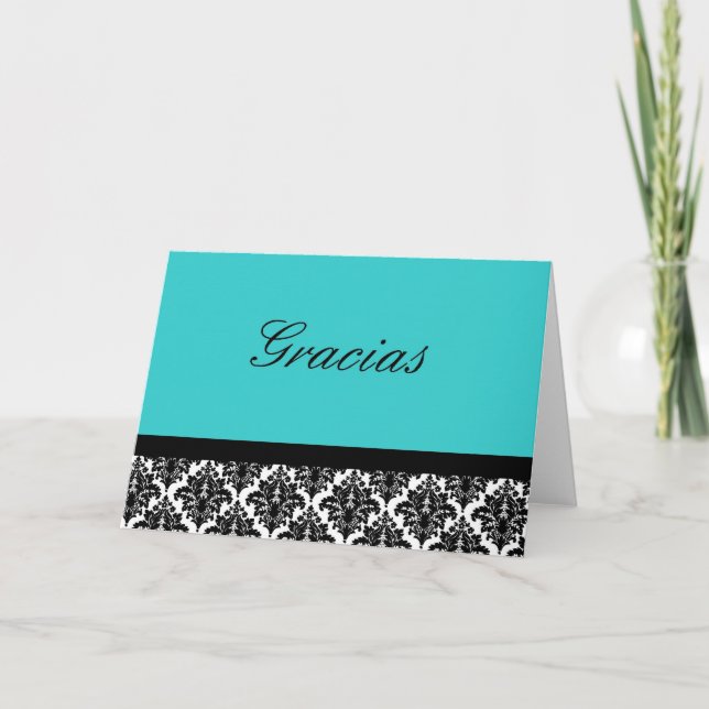 Gracias Damask Thank You Card (Front)