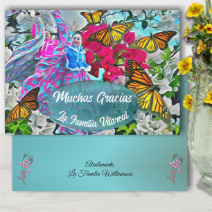 Gracias Dancing with Flowers & Butterflies PV01 Thank You Card