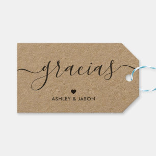 Gracias Gift Tag, Wedding Thank You Tags, Kraft Tags