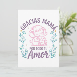 Gracias Mamá – Elefantes Tiernos Día de la Madre Holiday Card