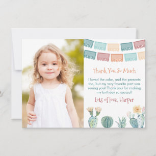 Gracias Mexican Fiesta Fall Birthday Party Picture Thank You Card