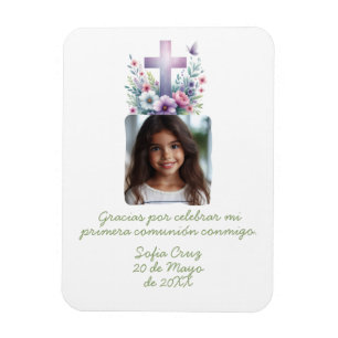 Gracias Mi Primera Comunión con Foto Flores Magnet