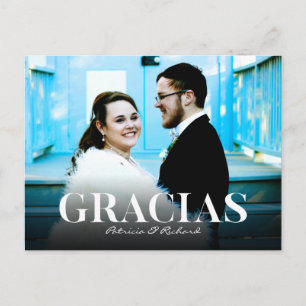Gracias Modern Font Wedding Thank You Foto Postcard