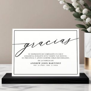 Gracias Modern Photo Spanish Funeral Thank You Card