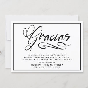 Gracias Modern Photo Spanish Funeral Thank You Card