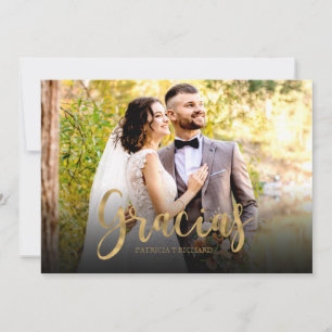 Gracias Photo Elegant Wedding Thank You Spanish Card