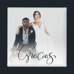 Gracias Photo Thank You Favour Magnet<br><div class="desc">Gracias favour magnets for your wedding guests with your photo and names. Visit our store to see all of our wedding favour products.</div>