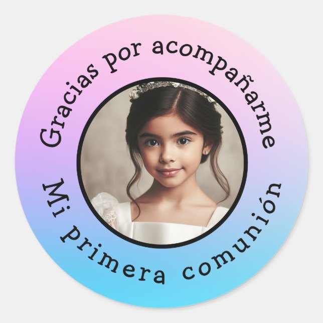 Gracias por acompañarme mi primera comunión foto classic round sticker (Front)