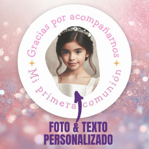 Gracias por acompañarnos mi primera comunión foto classic round sticker